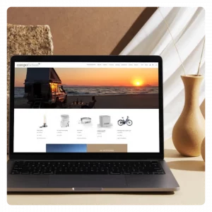 Modernes Webdesign für ein E-Commerce Unternehmen für Camping aus Hofheim, im Main-Taunus-Kreis – erstellt von Søskendesign.
