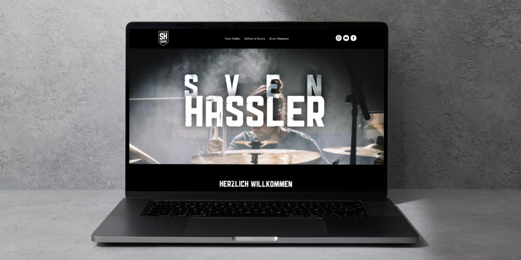 Individuelle Webseite erstellt für Musiker und Schlagzeuger Sven Haßler, Inhaber einer Schalgzeugschule in Ingelheim und Mainz